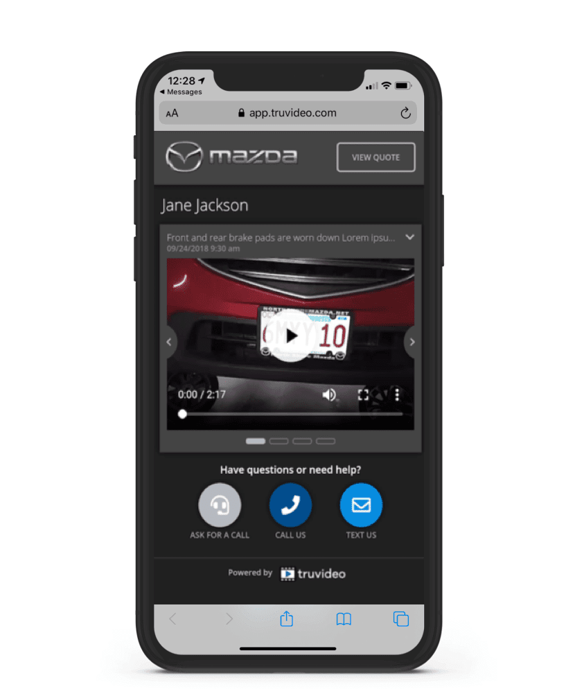 TruVideo app on an Apple iPhone.