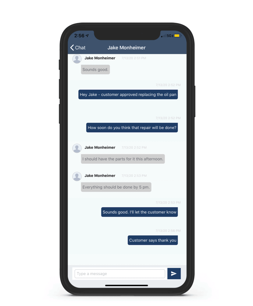internal chat of the TruVideo app.