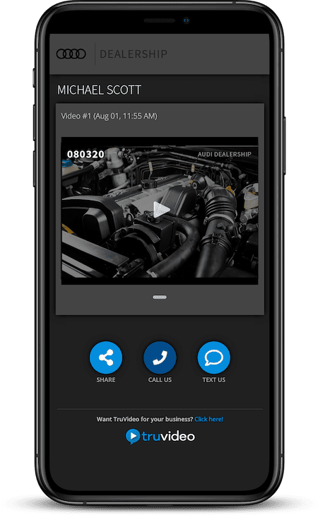 The truVideo app is shown with the video capabilities.