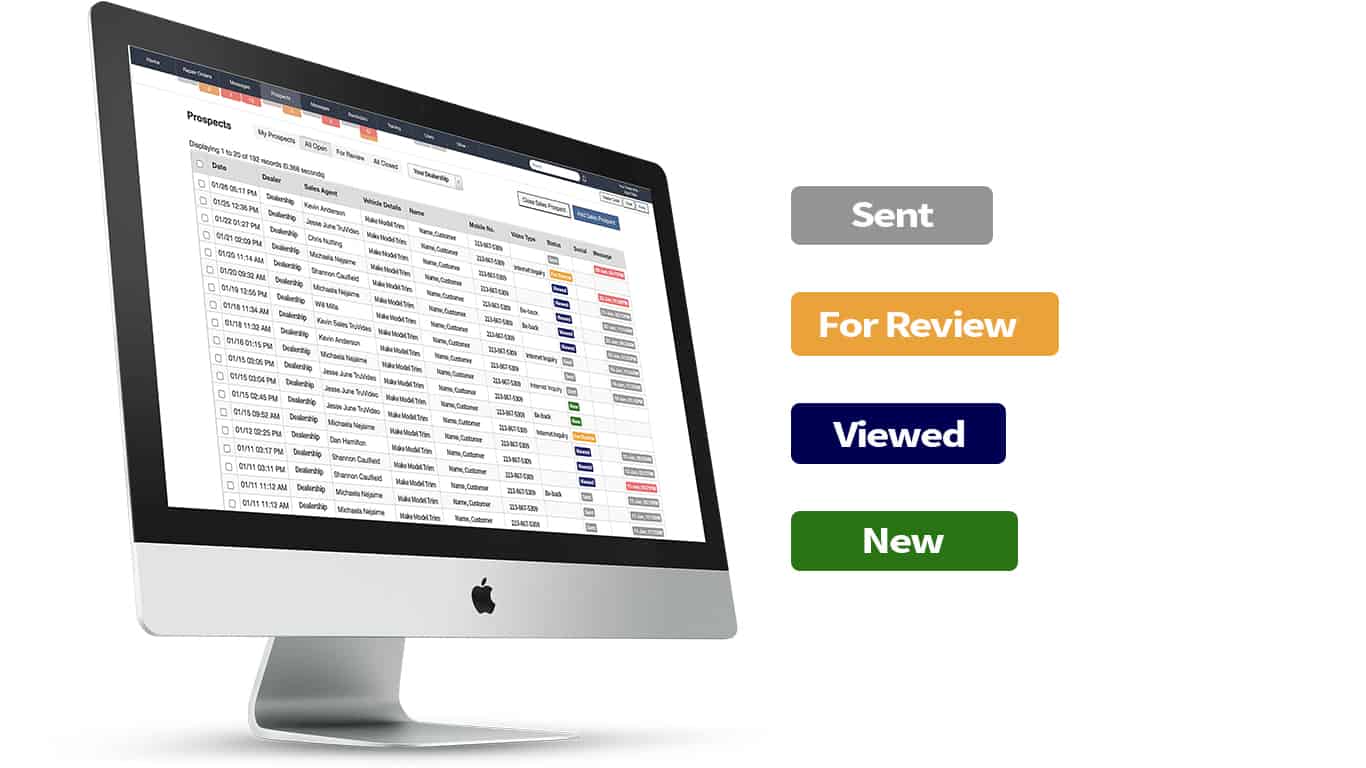A auto dealership software that shows appointment statuses.