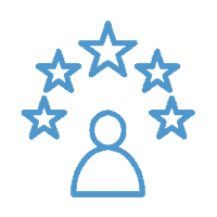 5 star customer review logo.