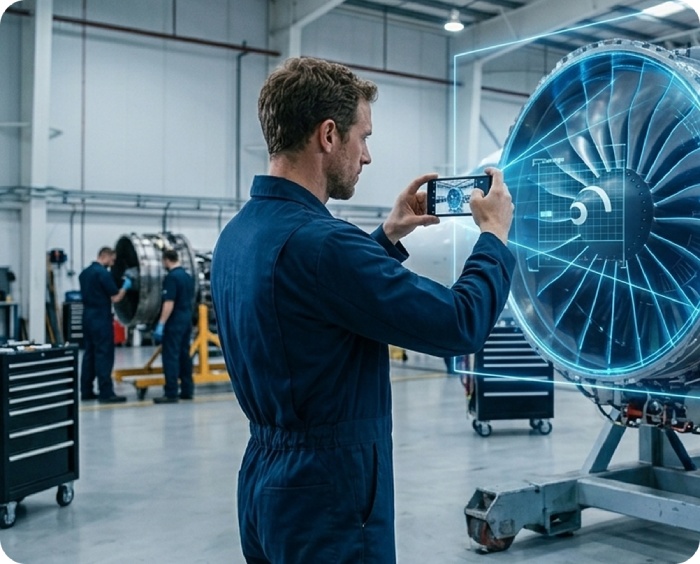 Person looking at inner plane tire